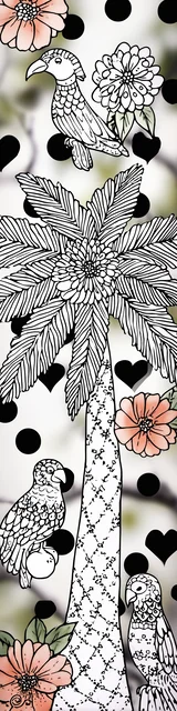 Free colorable bookmarks of birds and palm trees